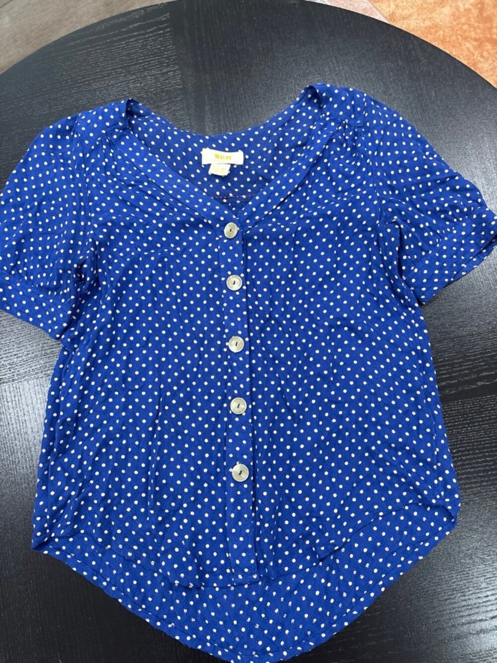 Anthropologie Blue polka dot short sleeve size XS 0